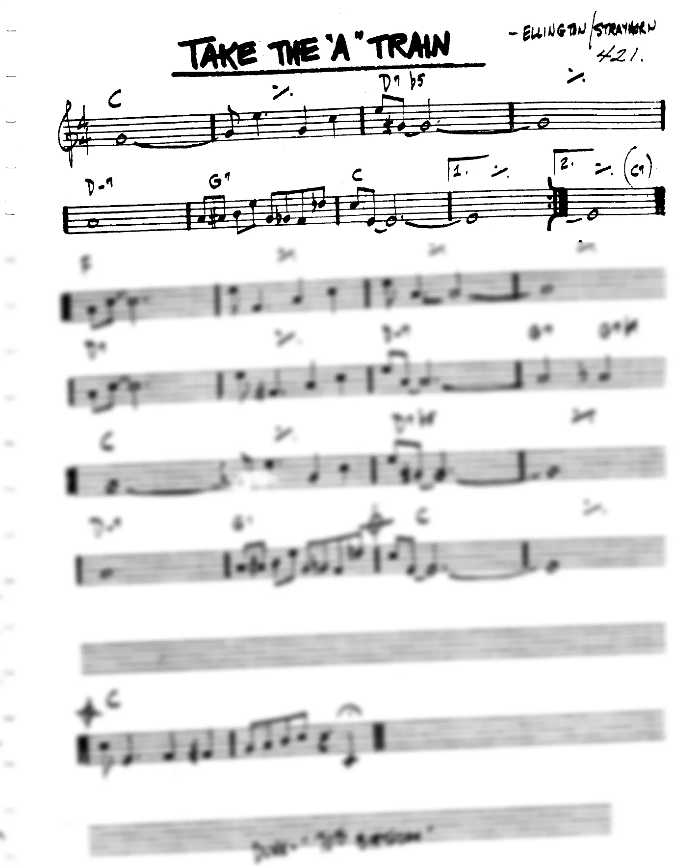 Vista previa de la partitura de Take The "A" Train para Lead sheet (clave de Do)