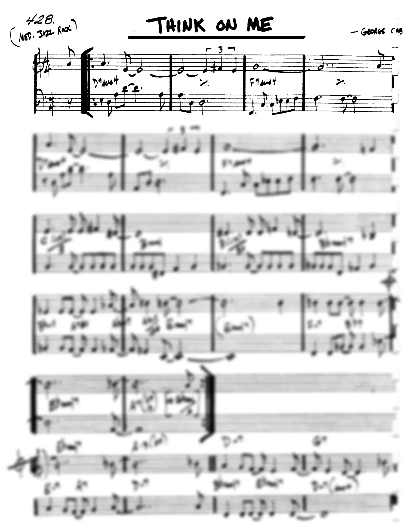 Vista previa de la partitura de Think On Me para Lead sheet (clave de Do)