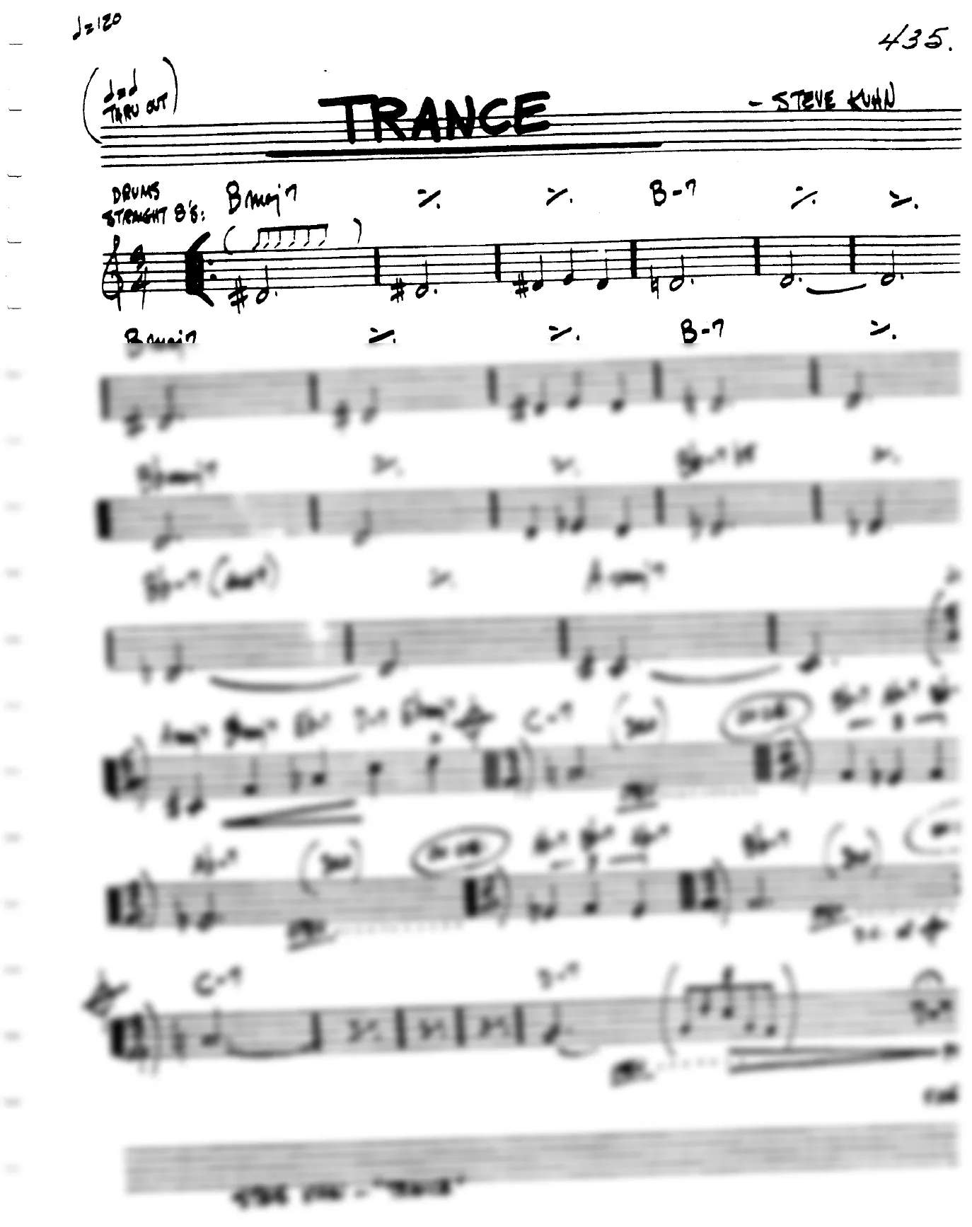 Vista previa de la partitura de Trance para Lead sheet (clave de Do)