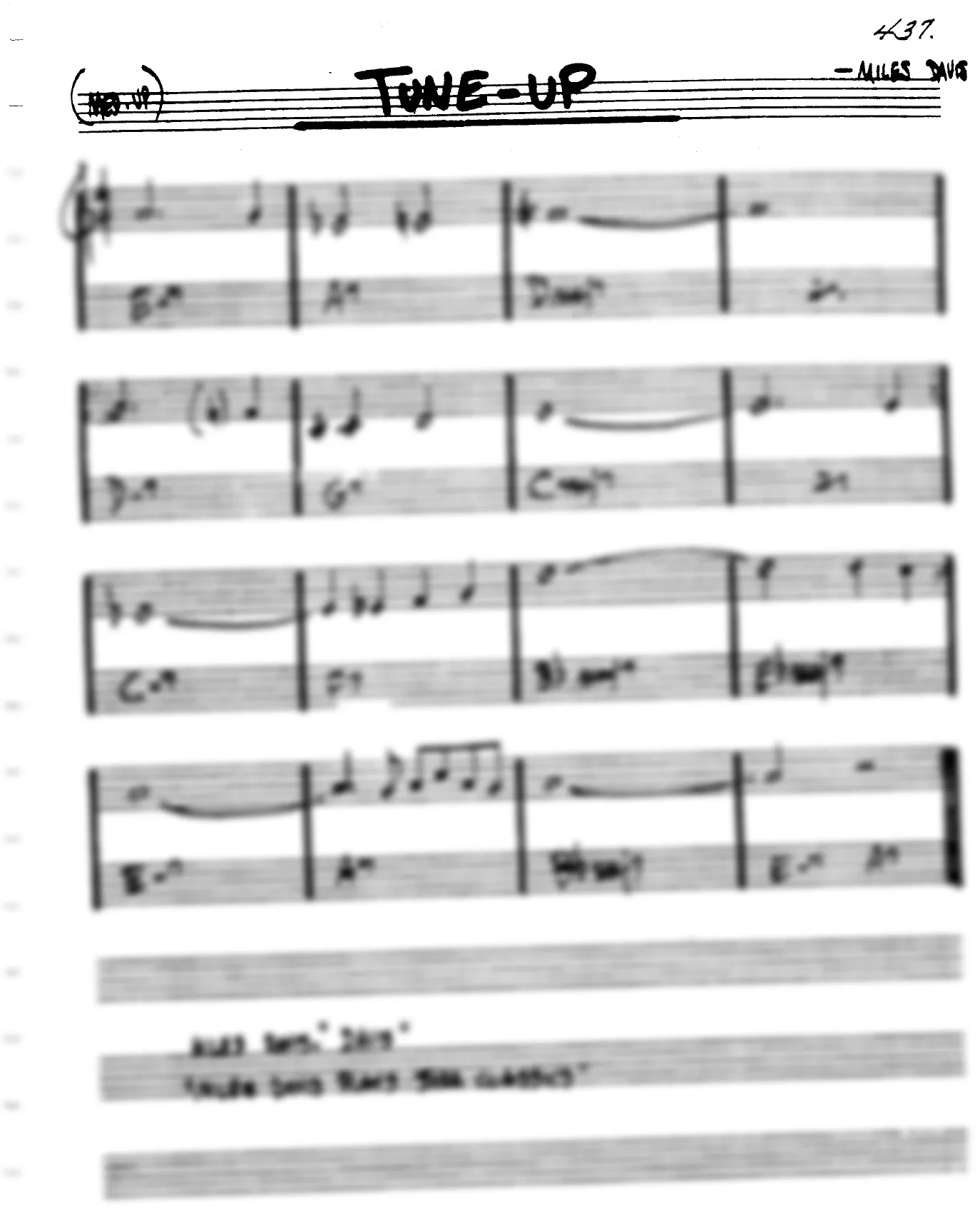 Vista previa de la partitura de Tune-Up para Lead sheet (clave de Do)
