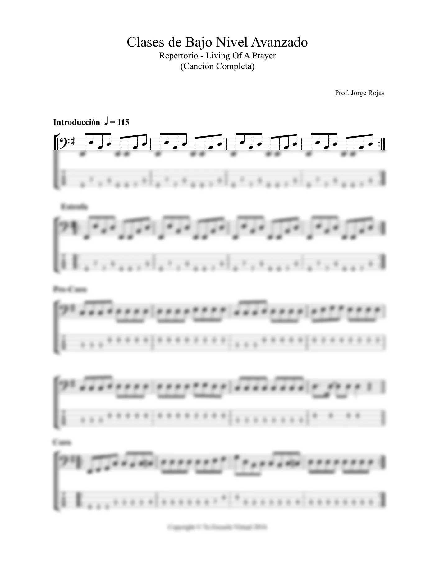 Vista previa de la partitura de Livin' On A Prayer para Bajo