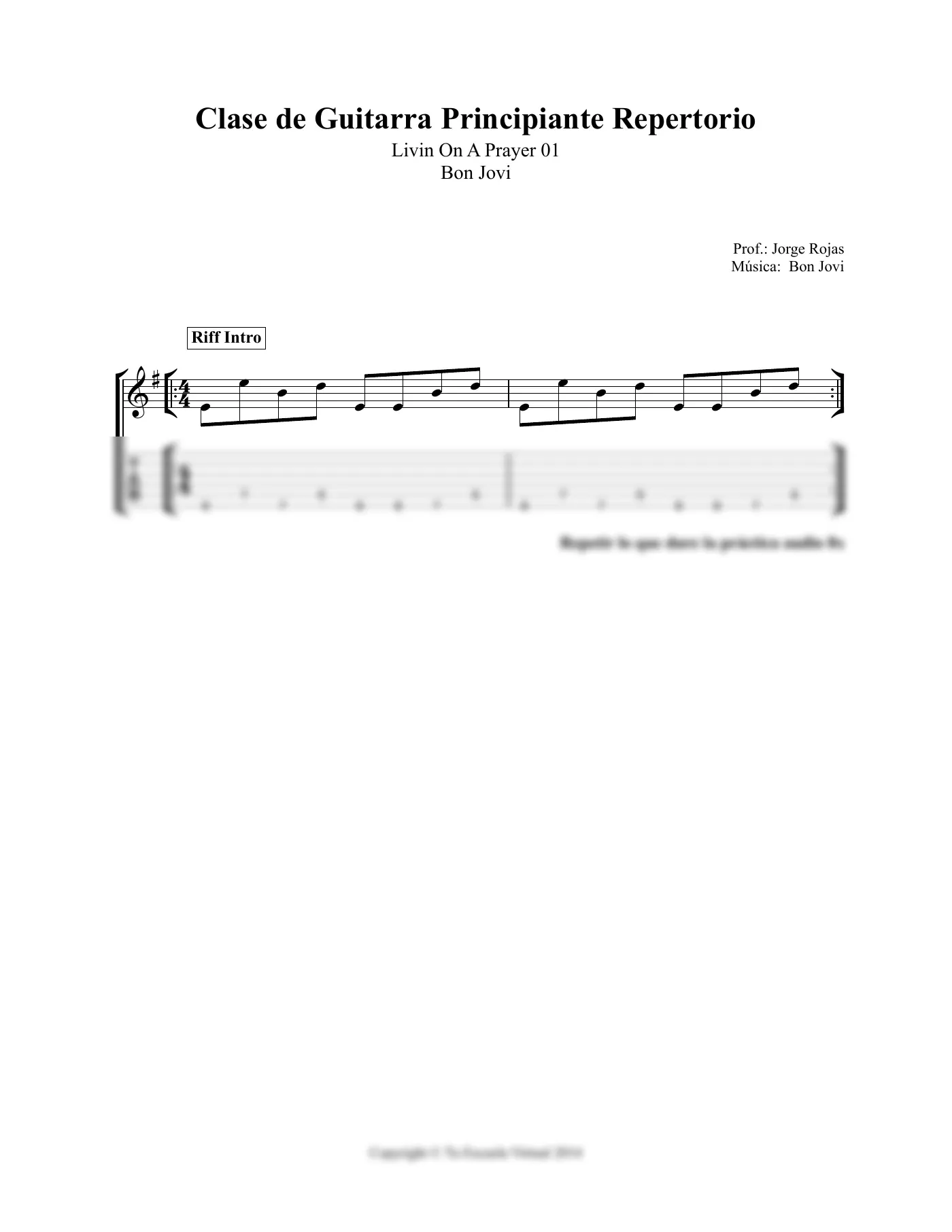 Vista previa de la partitura de Livin' On A Prayer para Guitarra