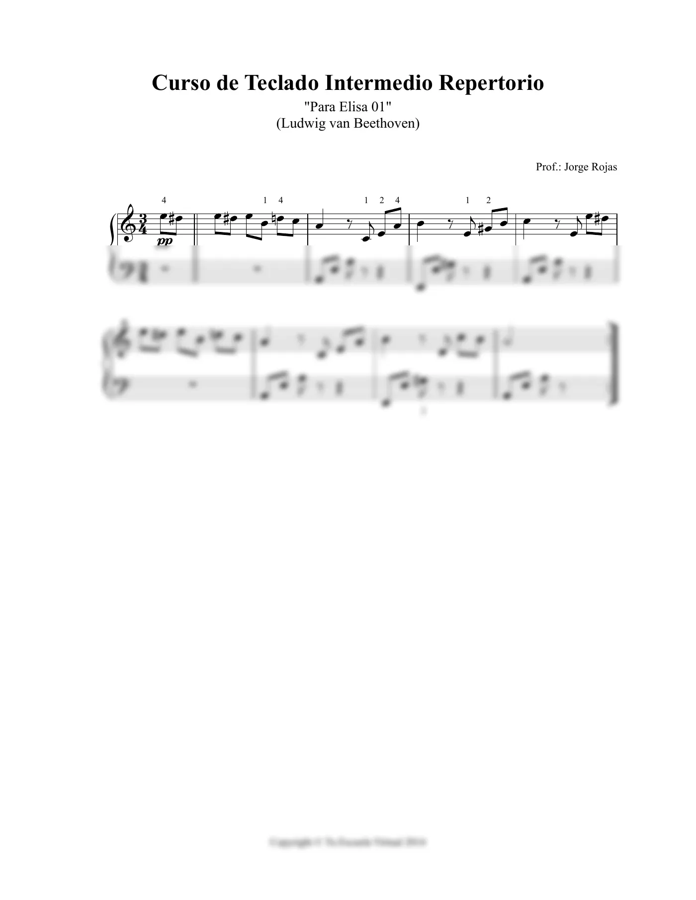 Vista previa de la partitura de Para Elisa para Teclado