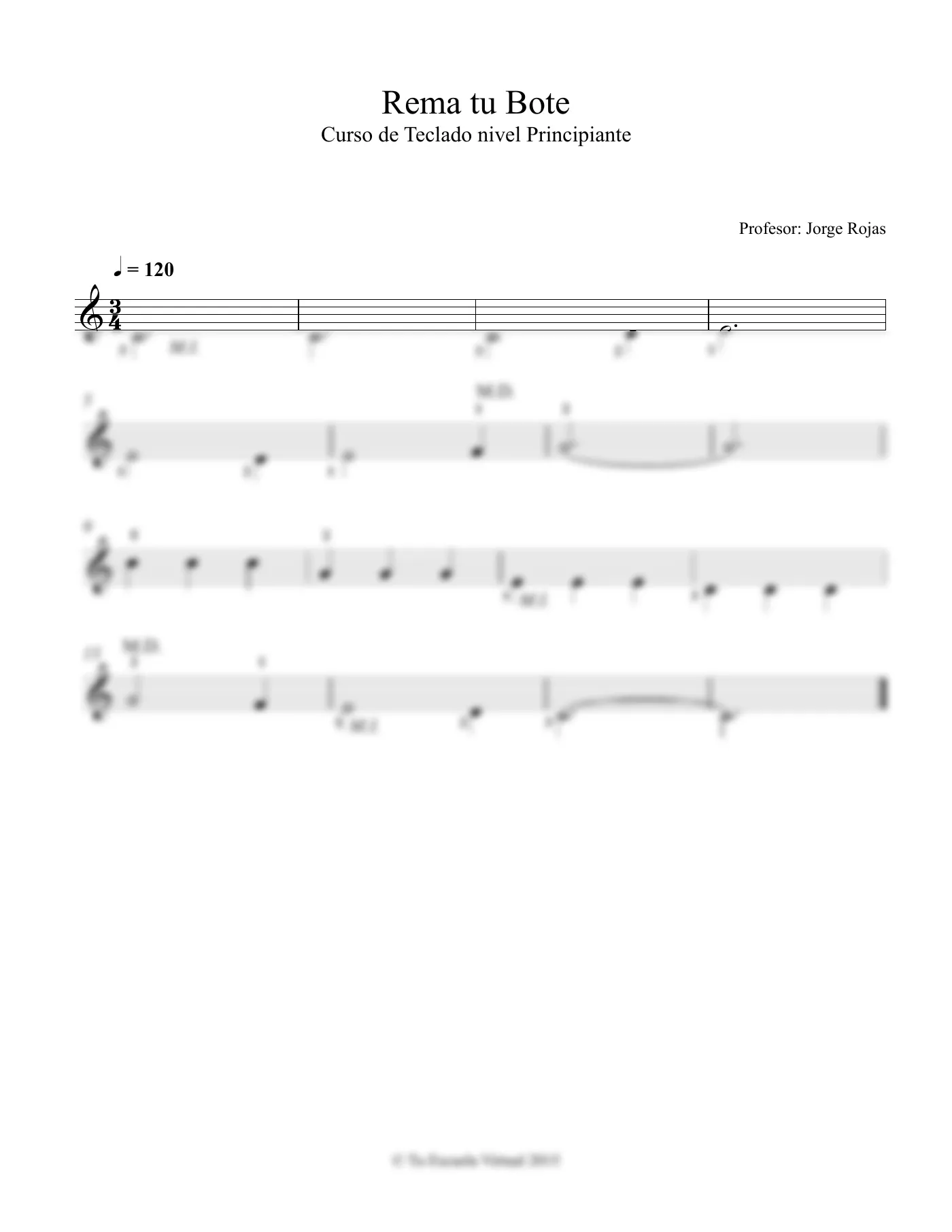 Vista previa de la partitura de Rema Tu Bote para Teclado