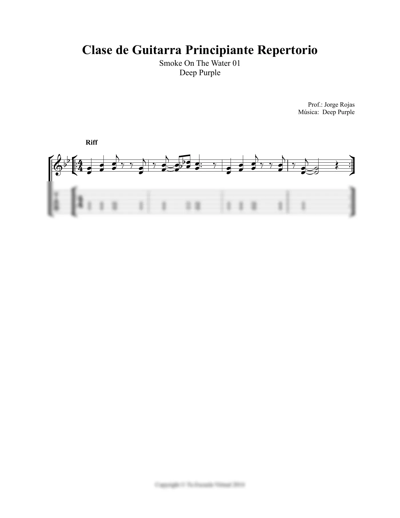 Vista previa de la partitura de Smoke On The Water para Guitarra