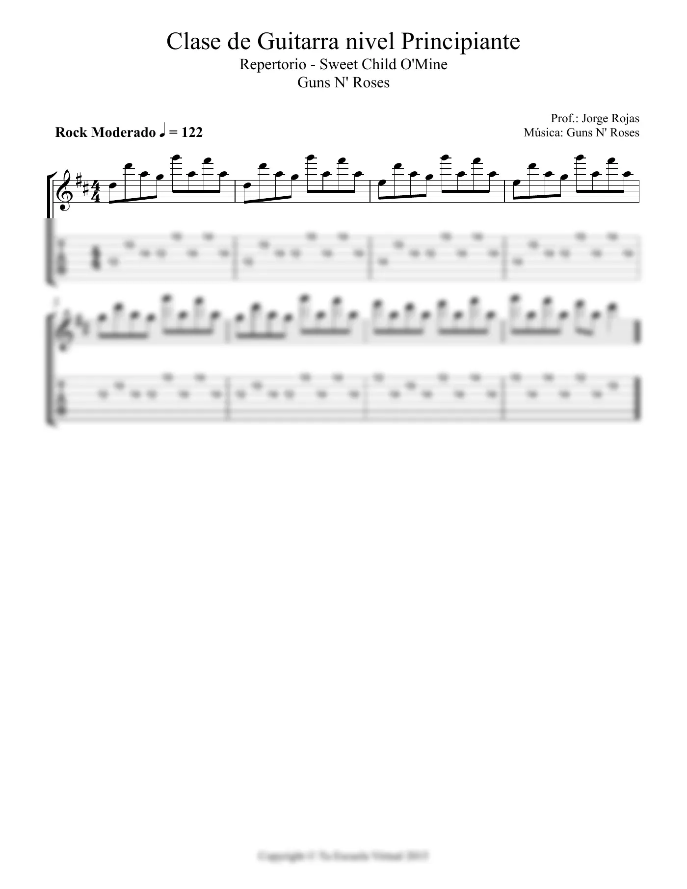 Vista previa de la partitura de Sweet Child o' Mine para Guitarra