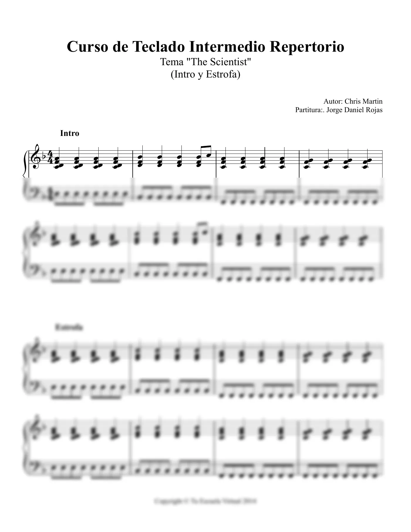 Vista previa de la partitura de The Scientist para Teclado
