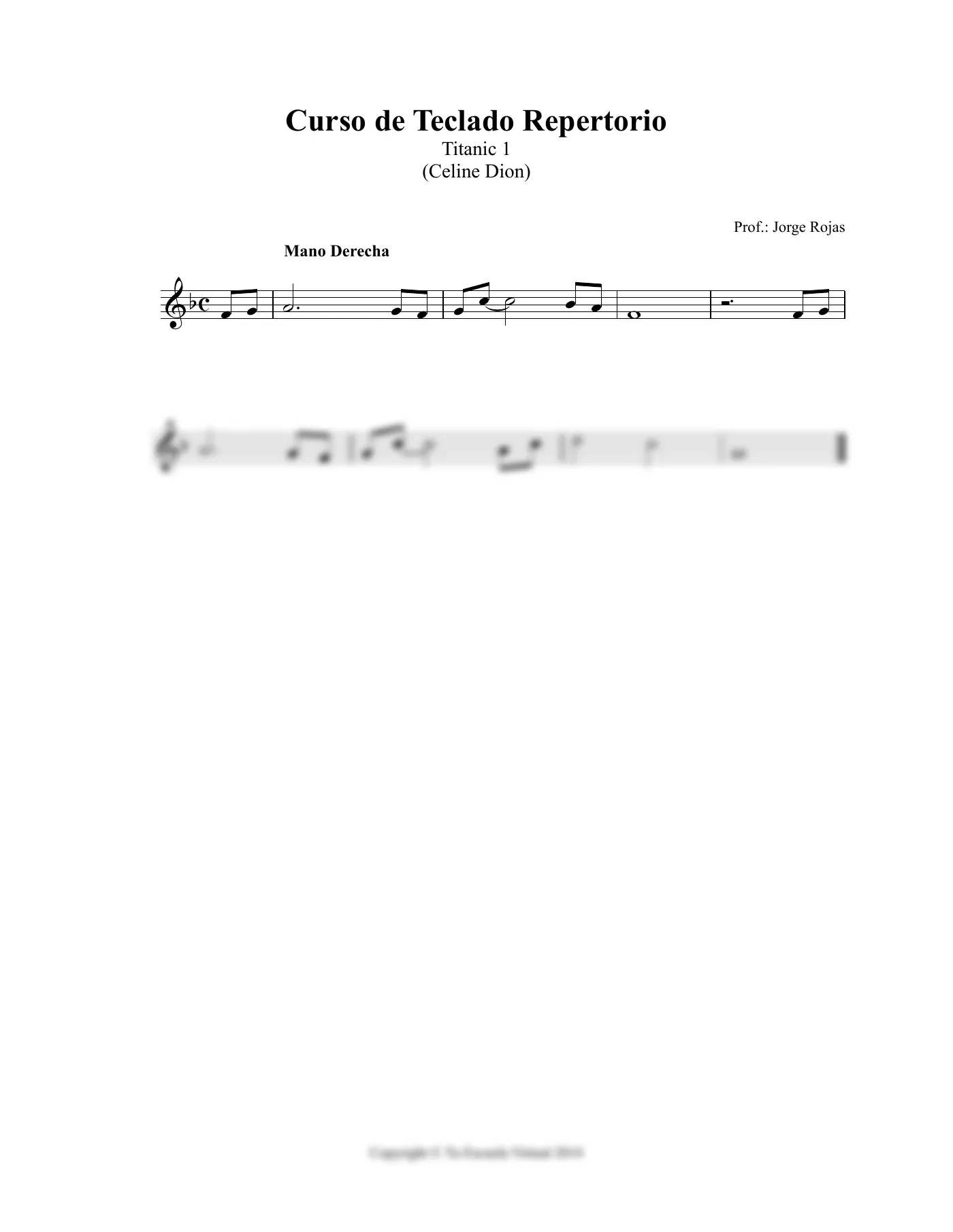 Vista previa de la partitura de Titanic para Teclado