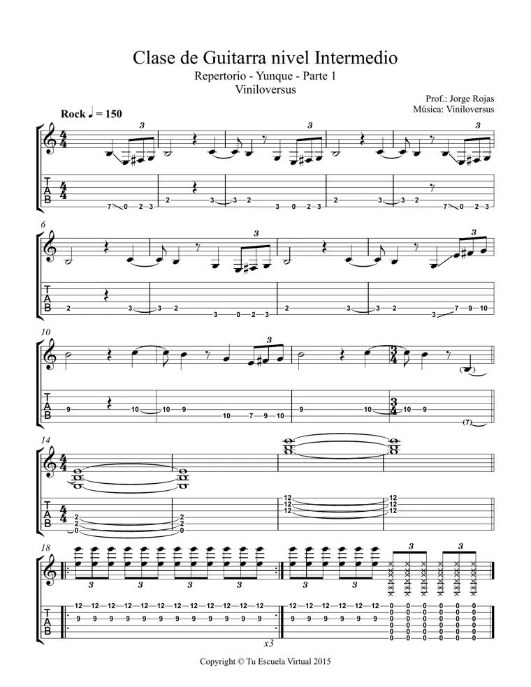 Partitura y tablatura de Yunque